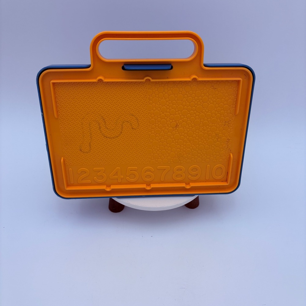 Vtg Tuppertoys Stencil Art Set Blue Orange Case Alphabet‎ Numbers Animals 1987
